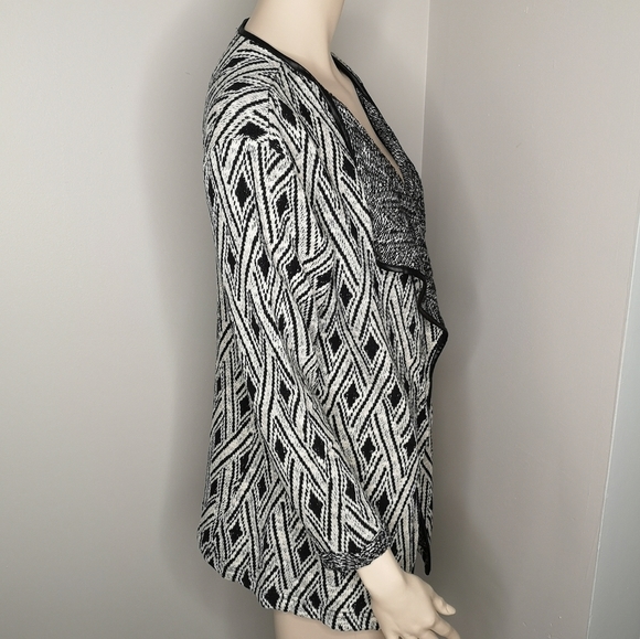 Dex Waterfall Front Cardigan Faux Leather Trim - Picture 3 of 8